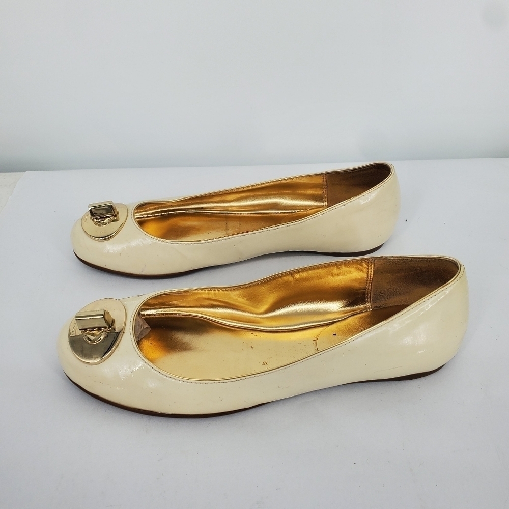 Coach Shoes Women 6B Judyann Patent Leather Flats Q429 White Gold - Picture 9 of 9